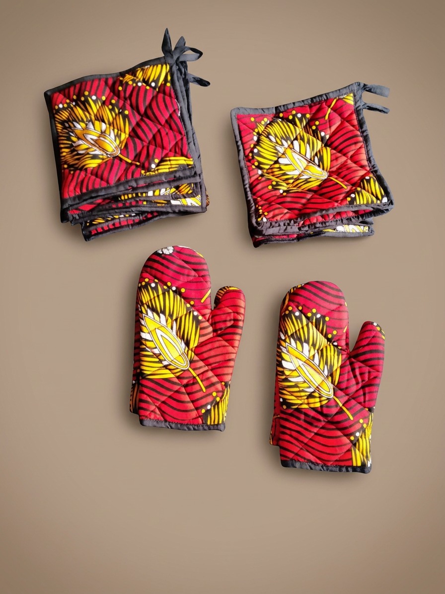 African Print Oven Glove & Pot Holder Set - Image 1