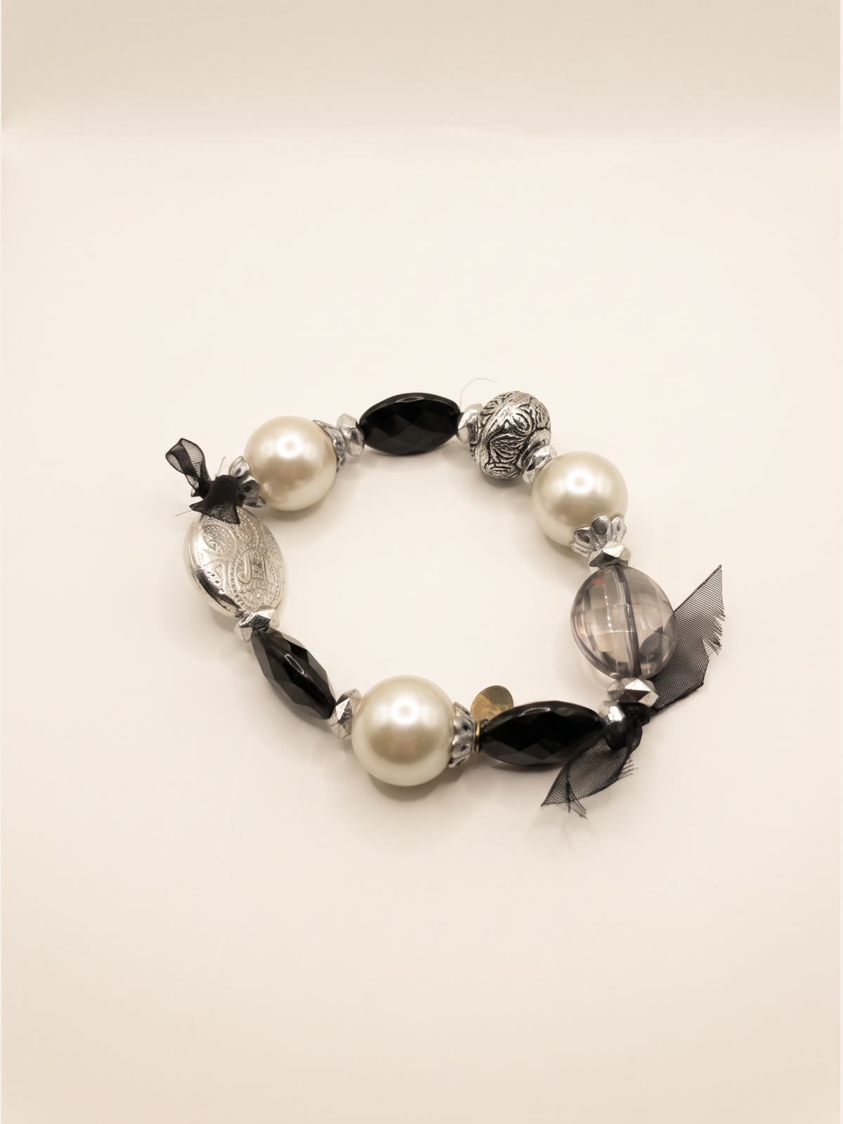 Pearl & Onyx Charm Bracelet - Image 1