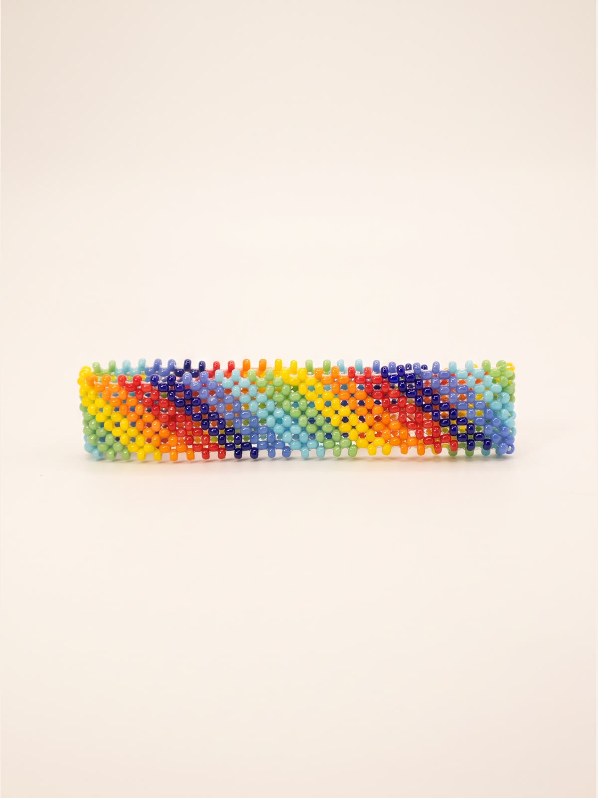 Rainbow Diagonal Beaded Cuff - Image 1